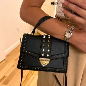 ❌ SOLD Nano crossbody top handle black studded bag